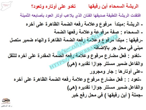 ملخص شرح واعراب قصيدة دمعة علي الفن في اللغة العربية للصف السابع الفصل الاول